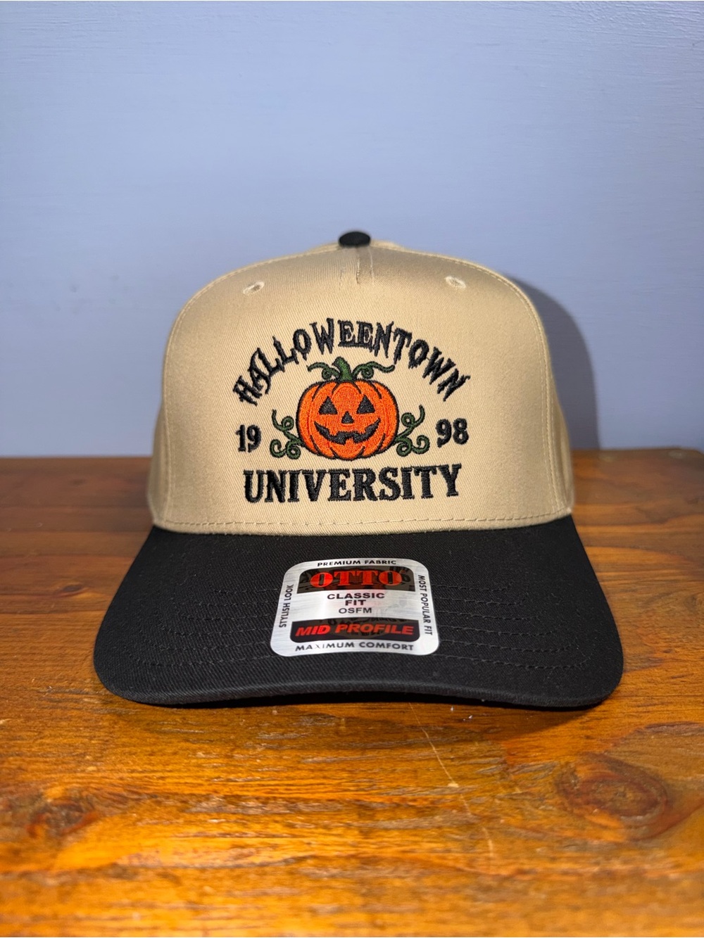 Halloweentown University Tan & Black Snap back Baseball Cap